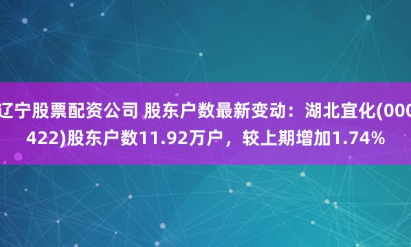 辽宁股票配资公司 股东户数最新变动：湖北宜化(000422)股东户数11.92万户，较上期增加1.74%