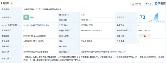 配资炒股理财 中国人保在北京新设私募基金管理公司 注册资本为1000万元